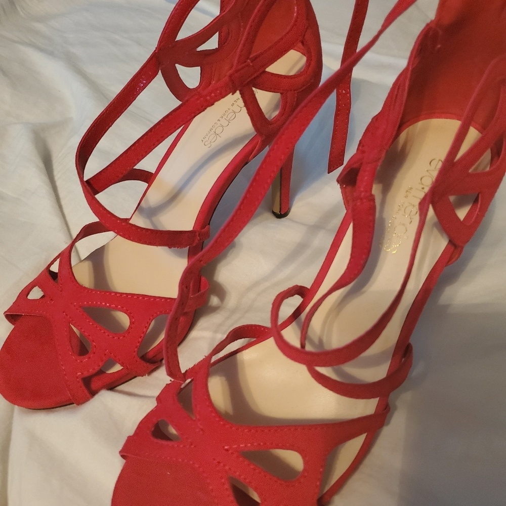 Red suede heels